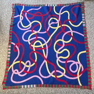 ZOE SCHLACTER Throw Blanket Knot Abstract Loop Cotton Blend Colorful Art
